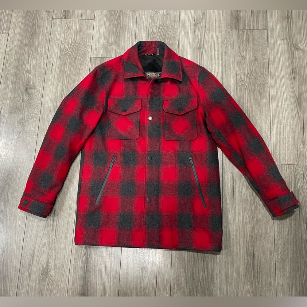 Pendleton Longmont Wool Blend Insulated / Lined Shirt Jacket‎ Red Ombre Sz M